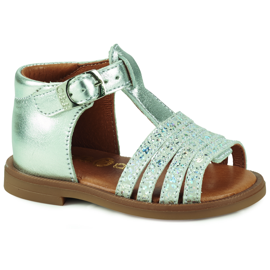 Girl'S Leather Sandals, Made In France Gold - Gbb Ateca