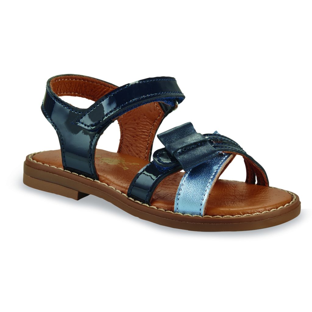 Girl'S Leather Sandals, Made In France Navy Blue - Little Mary Constance