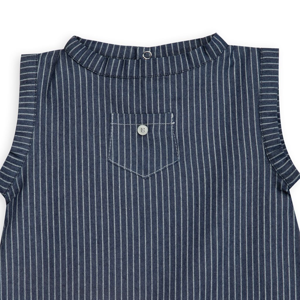 ARNUAD PLAYSUIT: a captivating overall outfit for baby boys in denim stripes